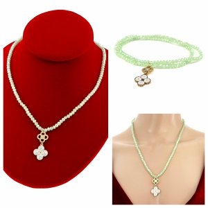 Necklace with sparkling glass crystals on a jewelry elastic chain