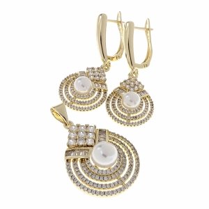 18k gold plated set pendant earrings xuping