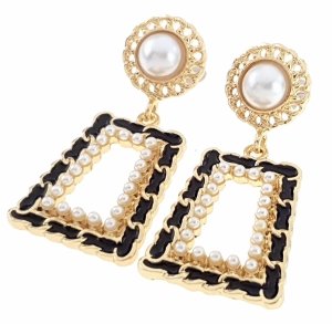 Golden earrings silk flowers