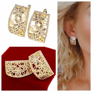 gold plated earrings with exclusive cubic zirconia
