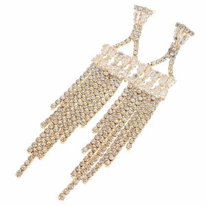EARRINGS GOLD LONG ZIRCONIA WEDDING WEDDING