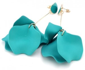 Golden earrings silk flowers
