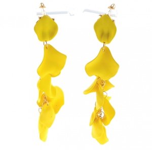 Golden earrings silk flowers