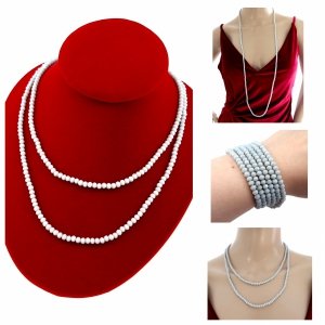 Necklace with sparkling glass crystals on a jewelry elastic chain