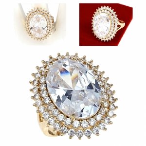 gold ring 17,00mm. gold-plated engagement xuping