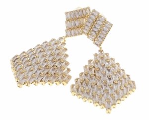 gold plated earrings with exclusive cubic zirconia