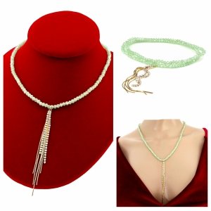Necklace with sparkling glass crystals on a jewelry elastic chain