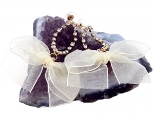 Golden earrings silk flowers
