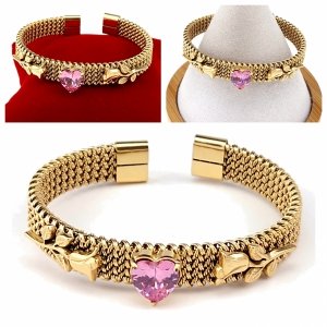 321c Bransoletka złota 5cm stal chirurgiczna bangla 316L 