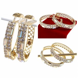 0219 Kolczyki złote pozłacane wiszące 14K Xuping cyrkonie