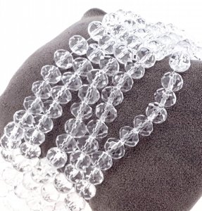 2991 Szklane koraliki fasetowane przezroczyste pasma do wyrobu biżuterii 8x6mm 42cm