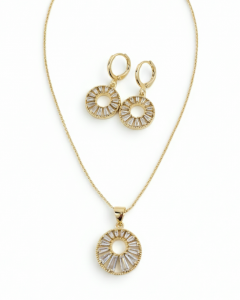 3100 Komplet złoty pozłacany 14k kolczyki, łańcuszek 40+5cm 