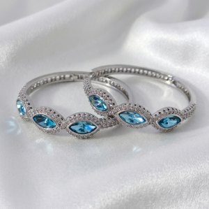 364 Kolczyki srebrne pozłacane białym złotem wiszące koła 3,5cm Austrian Crystal