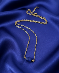 1919c Naszyjnik lapis lazuli kamień naturalny 45+5cm stal chirurgiczna nierdzewna 