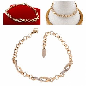486e Bransoletka złota cyrkonie pozłacana 19cm 18k Xuping 