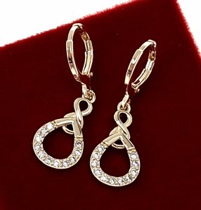 3539 Kolczyki złote pozłacane wiszące 14K cyrkonie