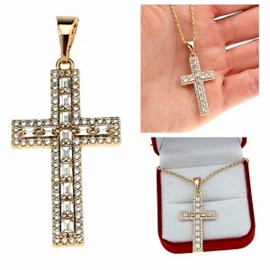 1336 Złota zawieszka cyrkonie pozłacana 18k Xuping krzyżyk 