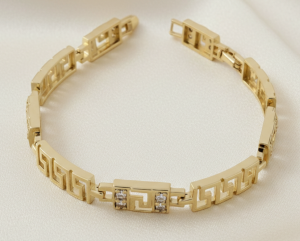 4375 Bransoletka elegancka złota 17+2cm pozłacana 14k wzór grecki 