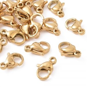 4073 Karabińczyk 10x złoty stal chirurgiczna 11x7x3,5mm do łańcuszka lub bransoletki 