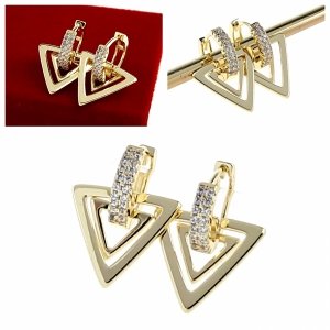 207b Kolczyki złote pozłacane wiszące 14K cyrkonie 