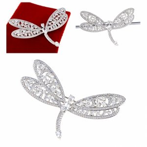 1146b Elegancka broszka srebrna cyrkonia przypinka pozłacana białym złotem Xuping 