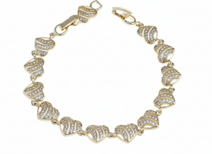 4431 Bransoletka elegancka złota 16,5+3cm pozłacana 14k serce