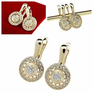 3031c Kolczyki złote pozłacane wiszące 14K Xuping cyrkonie