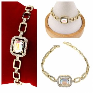 527 Bransoletka elegancka złota 17+2,5cm pozłacana 14k Xuping Austrian Crystal