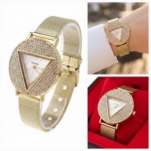 1002 Ekskluzywny damski złoty zegarek Kurren klasyk stal chirurgiczna 