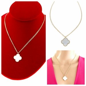 @1570a Złoty łańcuszek naszyjnik 46+5 stal chirurgiczna 316L Viki lady koniczyna marokańska