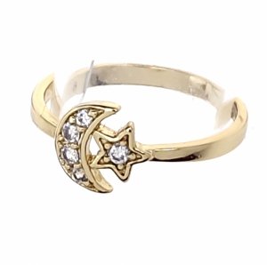 1922j Pierścionek złoty pozłacany 14k cyrkonie 