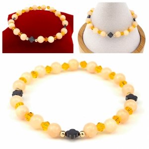 1862e Bransoletka jadeit kamień na gumce jubilerskiej