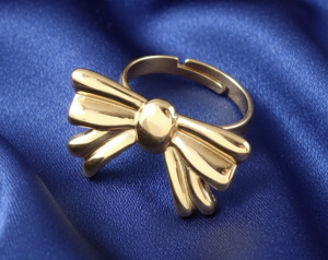 2056 Pierścionek złoty stal chirurgiczna 316L nierdzewna regulowany 