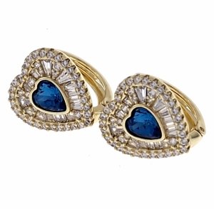 sz205 Kolczyki złote pozłacane 14k wiszące Austrian Crystal serce