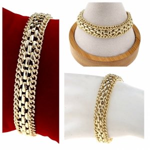 039b Bransoletka elegancka złota 19,5cm pozłacana 14k 