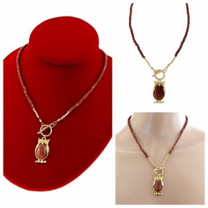 1922h Naszyjnik naturalny kamień piasek pustyni 42cm stal chirurgiczna zapinany na patyczek