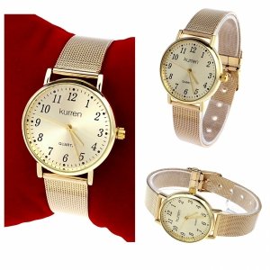 1157c Zegarek damski złoty stal chirurgiczna Kurren elegancki klasyk 