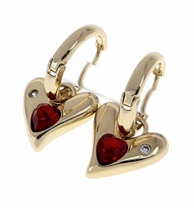 2562 Kolczyki złote pozłacane 14k wiszące Austrian Crystal serce