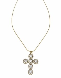 2324c Złoty łańcuszek 40+5cm naszyjnik stal chirurgiczna nierdzewna krzyż 