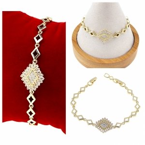 4339 Bransoletka złota elegancka cyrkonie 19cm pozłacana 14k Aisadi