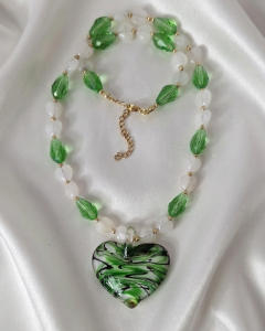 534c Naszyjnik naturalny kamień kryształ górski 53+5cm stal chirurgiczna kryształki