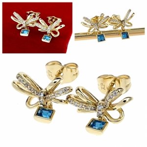 2295 Kolczyki złote pozłacane Austrian Crystal wiszące 14K cyrkonie Xuping 