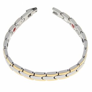 2541 Bransoletka srebrna złota 21cm stal chirurgiczna szeroka