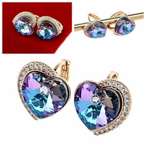 1746d Kolczyki złote Austrian Crystal cyrkonia pozłacane 18k Xuping wiszące serce