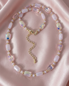 1880a Złoty łańcuszek 40+5cm naszyjnik pozłacany 14k kryształki