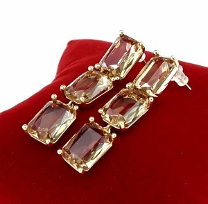 2022m Kolczyki złote pozłacane wiszące 14K cyrkonie 