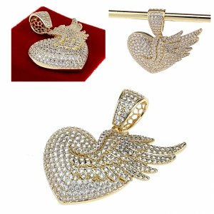 4905 Złota zawieszka cyrkonie błyszcząca pozłacana 14k Xuping serce