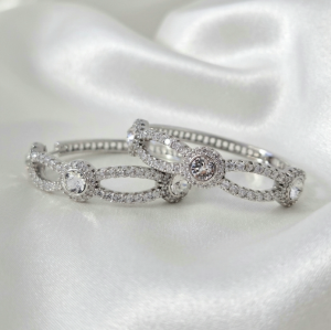 3937 Kolczyki srebrne pozłacane białym złotem wiszące koła 3,5cm Austrian Crystal