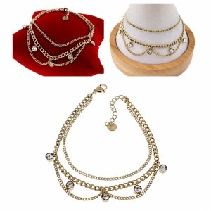 1301 Bransoletka złota 17+3 stal chirurgiczna 316L nierdzewna