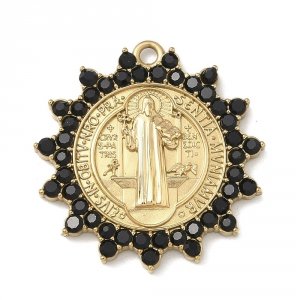 3251c Złota zawieszka błyszcząca stal chirurgiczna nierdzewna medalik